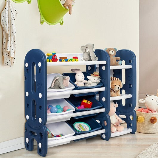 Kids Toy Storage Organizer with Bins and Multi-Layer Shelf for Bedroom Playroom -Blue - Color: Blue LuxuryLifeWay Online Store