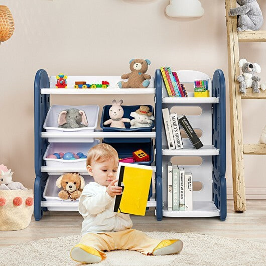Kids Toy Storage Organizer with Bins and Multi-Layer Shelf for Bedroom Playroom -Blue - Color: Blue LuxuryLifeWay Online Store