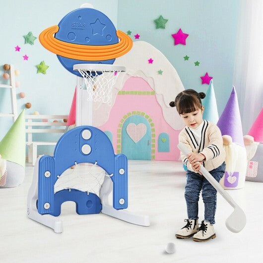 3 in 1 Height Adjustable Kids Basketball Hoop Set with Balls-Blue - Color: Blue LuxuryLifeWay Online Store