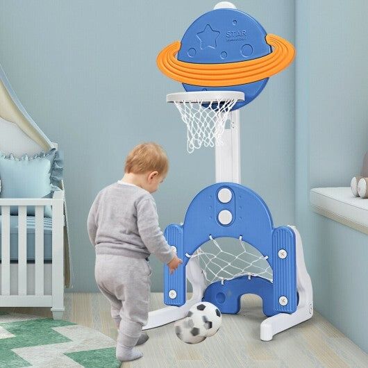 3 in 1 Height Adjustable Kids Basketball Hoop Set with Balls-Blue - Color: Blue LuxuryLifeWay Online Store