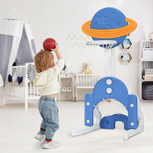 3 in 1 Height Adjustable Kids Basketball Hoop Set with Balls-Blue LuxuryLifeWay Online Store