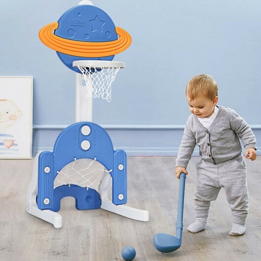 3 in 1 Height Adjustable Kids Basketball Hoop Set with Balls-Blue LuxuryLifeWay Online Store