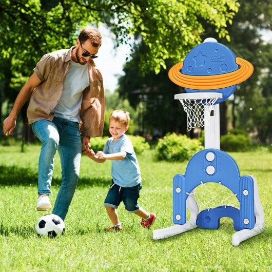 3 in 1 Height Adjustable Kids Basketball Hoop Set with Balls-Blue LuxuryLifeWay Online Store