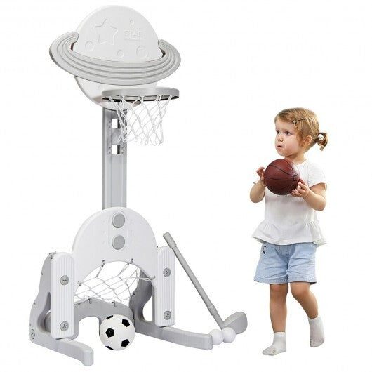 3 in 1 Height Adjustable Kids Basketball Hoop Set with Balls-Blue LuxuryLifeWay Online Store