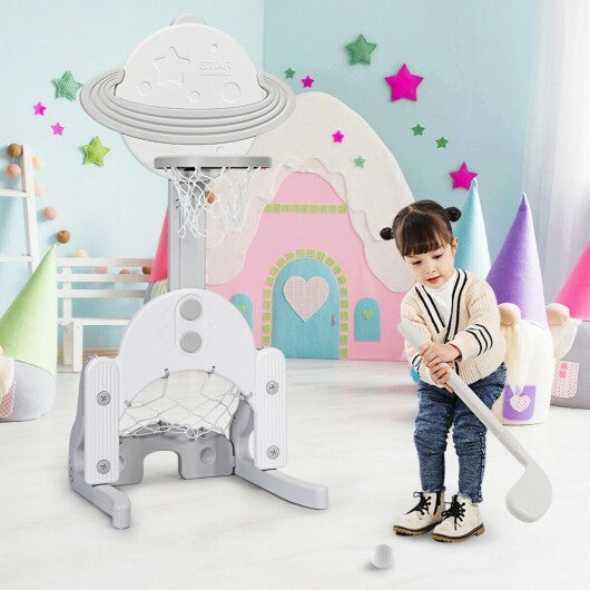 3 in 1 Height Adjustable Kids Basketball Hoop Set with Balls-Blue LuxuryLifeWay Online Store