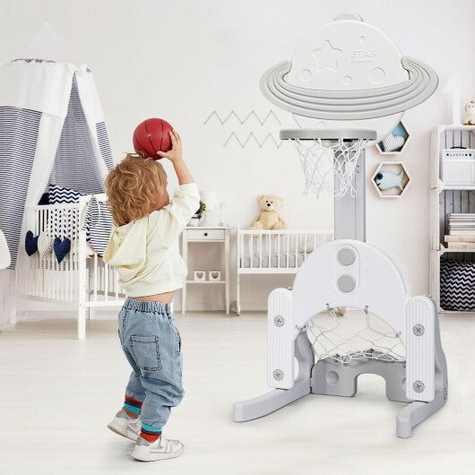 3 in 1 Height Adjustable Kids Basketball Hoop Set with Balls-Blue LuxuryLifeWay Online Store