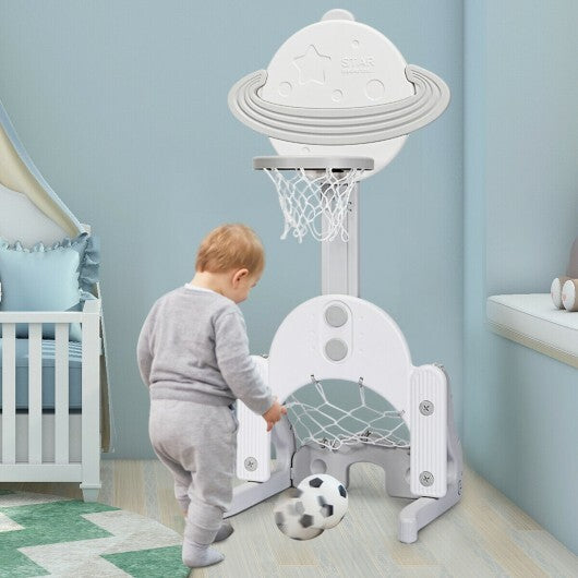 3 in 1 Height Adjustable Kids Basketball Hoop Set with Balls-Blue LuxuryLifeWay Online Store