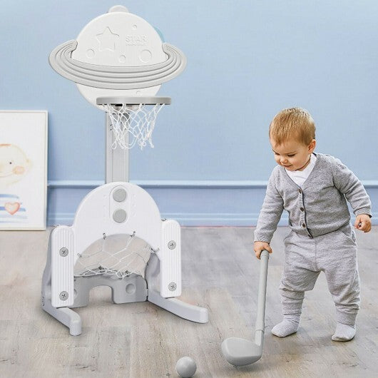 3 in 1 Height Adjustable Kids Basketball Hoop Set with Balls-Blue LuxuryLifeWay Online Store