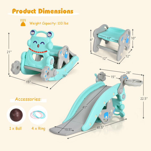4-in-1 Rocking Horse and Slide Set for Kids-Blue LuxuryLifeWay Online Store