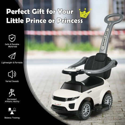 3 In 1 Ride on Push Car Toddler Stroller Sliding Car with Music-White - Color: White LuxuryLifeWay Online Store