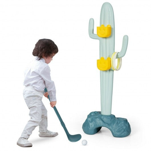 3-in-1 Cactus Toy Stand Sports Activity Center with Golf and Ring-Toss - Color: Green LuxuryLifeWay Online Store