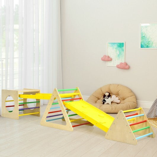 5 in 1 Kids Triangle Climber Play Gym Set with 2 Ramps LuxuryLifeWay Online Store
