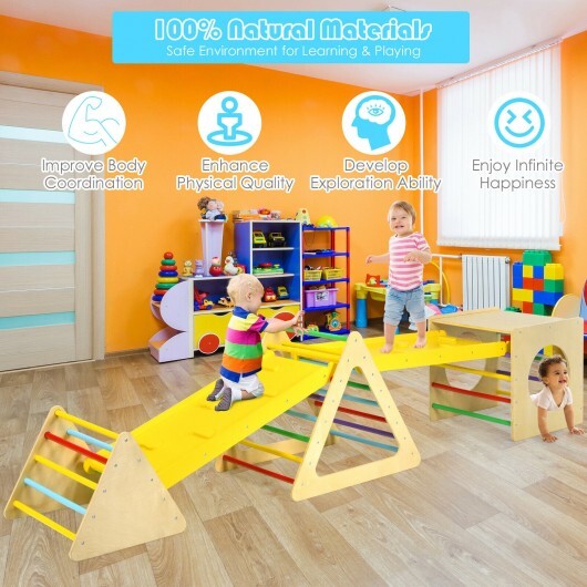 5 in 1 Kids Triangle Climber Play Gym Set with 2 Ramps LuxuryLifeWay Online Store