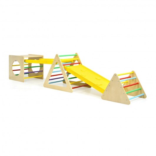 5 in 1 Kids Triangle Climber Play Gym Set with 2 Ramps LuxuryLifeWay Online Store