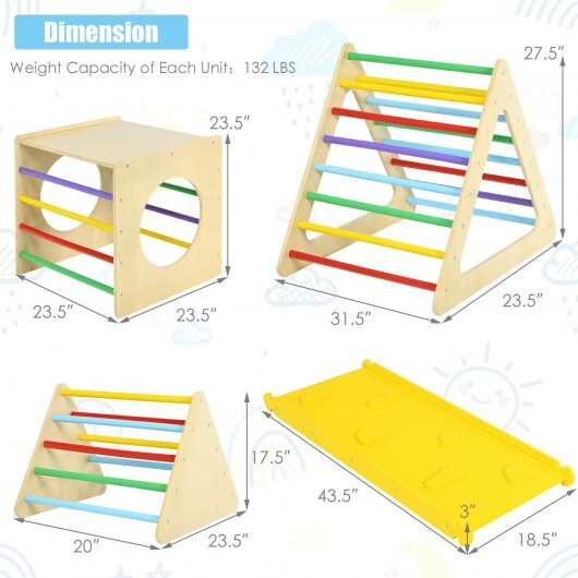5 in 1 Kids Triangle Climber Play Gym Set with 2 Ramps LuxuryLifeWay Online Store