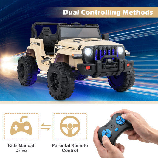 12V Kids Ride-on Jeep Car with 2.4 G Remote Control-Khaki - Color: Khaki LuxuryLifeWay Online Store