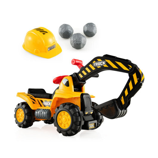 Ride on Push Car Bulldozer Digger Toy with Safety Helmet and Working Shovel LuxuryLifeWay Online Store