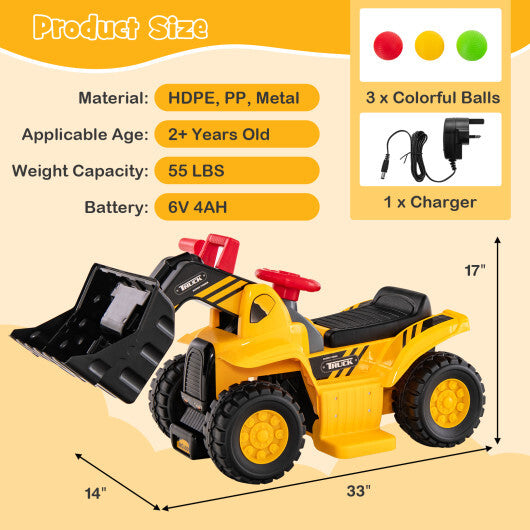 6V Kids Ride On Bulldozer with Folding Basketball Hoop and Balls LuxuryLifeWay Online Store
