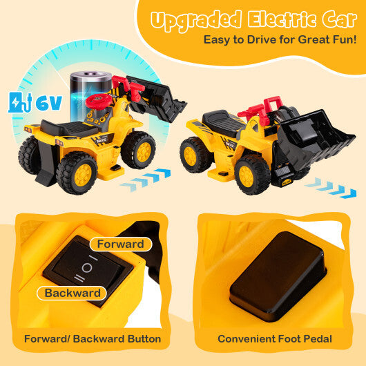 6V Kids Ride On Bulldozer with Folding Basketball Hoop and Balls LuxuryLifeWay Online Store