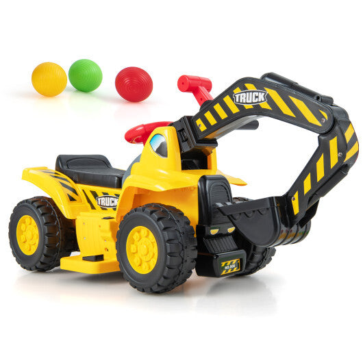 6V Kids Ride On Excavator Fun Digger with Folding Basketball Hoop LuxuryLifeWay Online Store