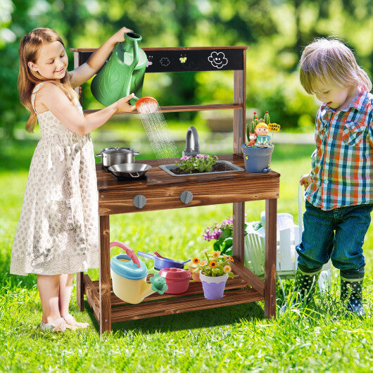 Outdoor Mud Kitchen for Kids with Rotatable Faucet and Removable Sink-Natural LuxuryLifeWay Online Store