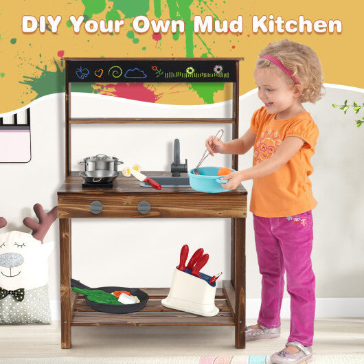 Outdoor Mud Kitchen for Kids with Rotatable Faucet and Removable Sink-Natural LuxuryLifeWay Online Store