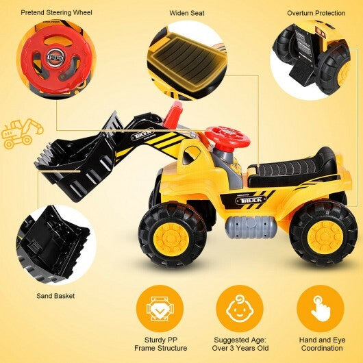 Kids Ride On Bulldozer Toy Play Truck with Adjustable Bucket Aged 3+ Years Old - Color: Yellow LuxuryLifeWay Online Store