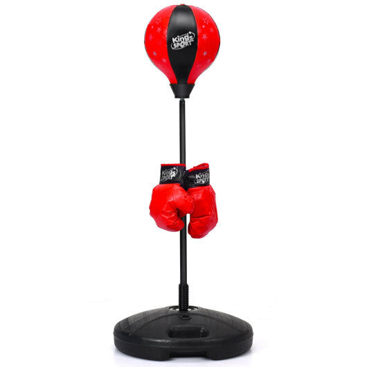 Kids Adjustable Stand Punching Bag Toy Set with Boxing Glove-Red LuxuryLifeWay Online Store