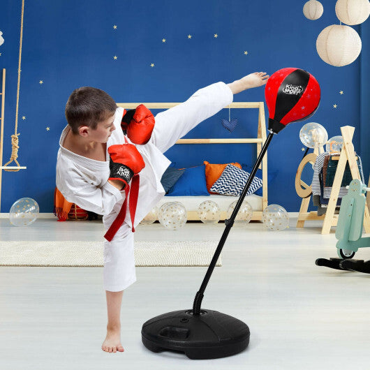Kids Adjustable Stand Punching Bag Toy Set with Boxing Glove-Red LuxuryLifeWay Online Store