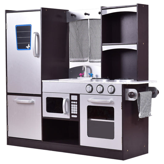 Kids Wooden Modern Kitchen Cooking Pretend Play Set - Color: Coffee LuxuryLifeWay Online Store