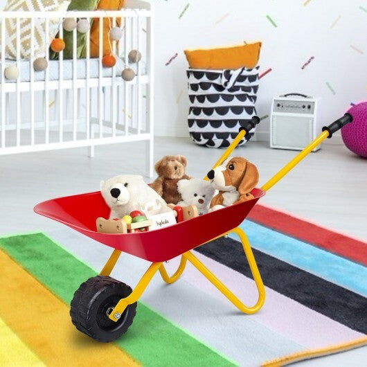 Outdoor Garden Backyard Play Toy Kids Metal Wheelbarrow-Red LuxuryLifeWay Online Store