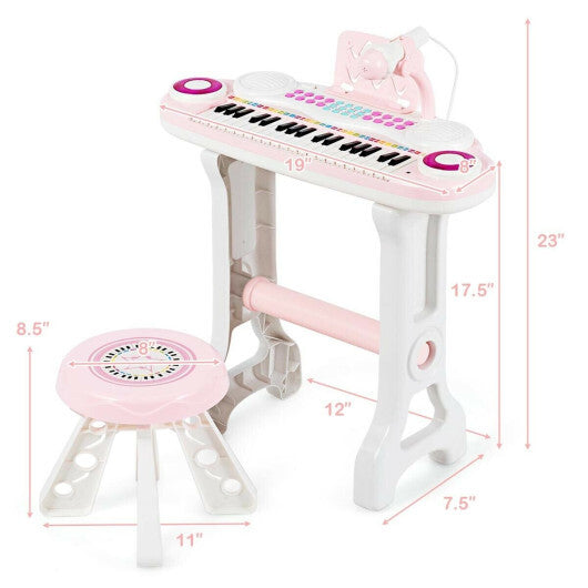 37-key Kids Electronic Piano Keyboard Playset-Pink LuxuryLifeWay Online Store