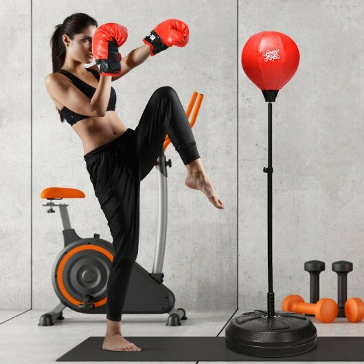 Adjustable Height Punching Bag with Stand Plus Boxing Gloves for Both Adults and Kids - Color: Black & Red LuxuryLifeWay Online Store
