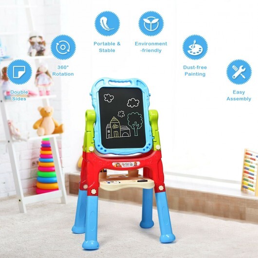 Height Adjustable Kids Art Easel Magnetic Double Sided Board-Blue LuxuryLifeWay Online Store