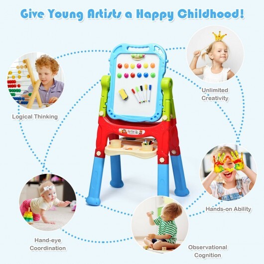Height Adjustable Kids Art Easel Magnetic Double Sided Board-Blue LuxuryLifeWay Online Store