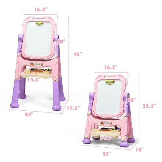 Height Adjustable Kids Art Easel Magnetic Double Sided Board-Blue LuxuryLifeWay Online Store