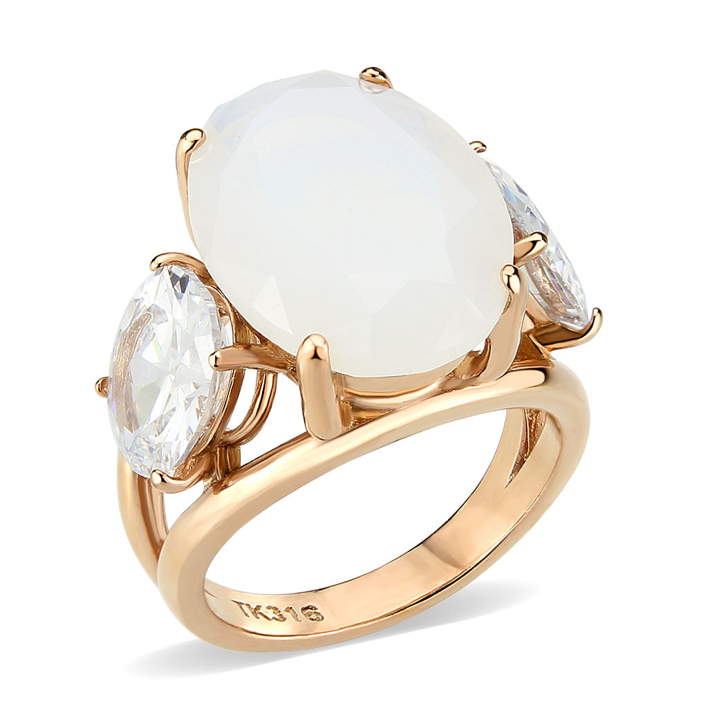 TK3788 - IP Rose Gold(Ion Plating) Stainless Steel Ring with Synthetic in Fireopal LuxuryLifeWay Online Store