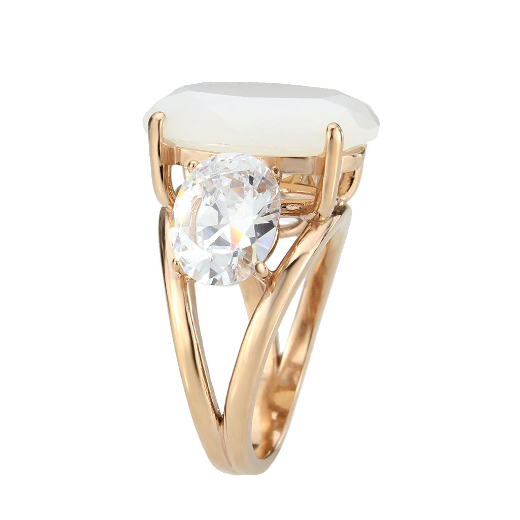TK3788 - IP Rose Gold(Ion Plating) Stainless Steel Ring with Synthetic in Fireopal LuxuryLifeWay Online Store