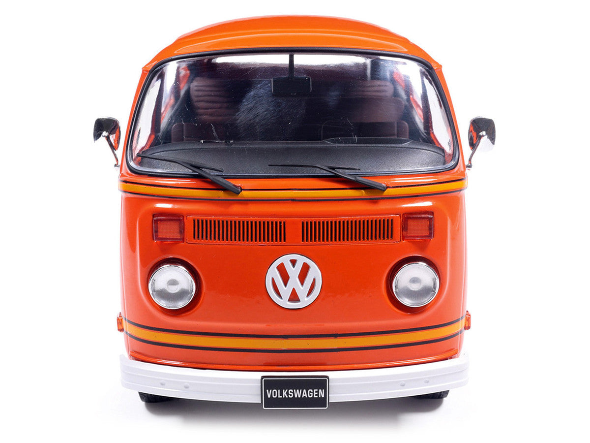 1978 Volkswagen Type 2 Bus "Elektrotransporter" Orange with Yellow Stripes 1/18 Diecast Model by IXO Models LuxuryLifeWay Online Store