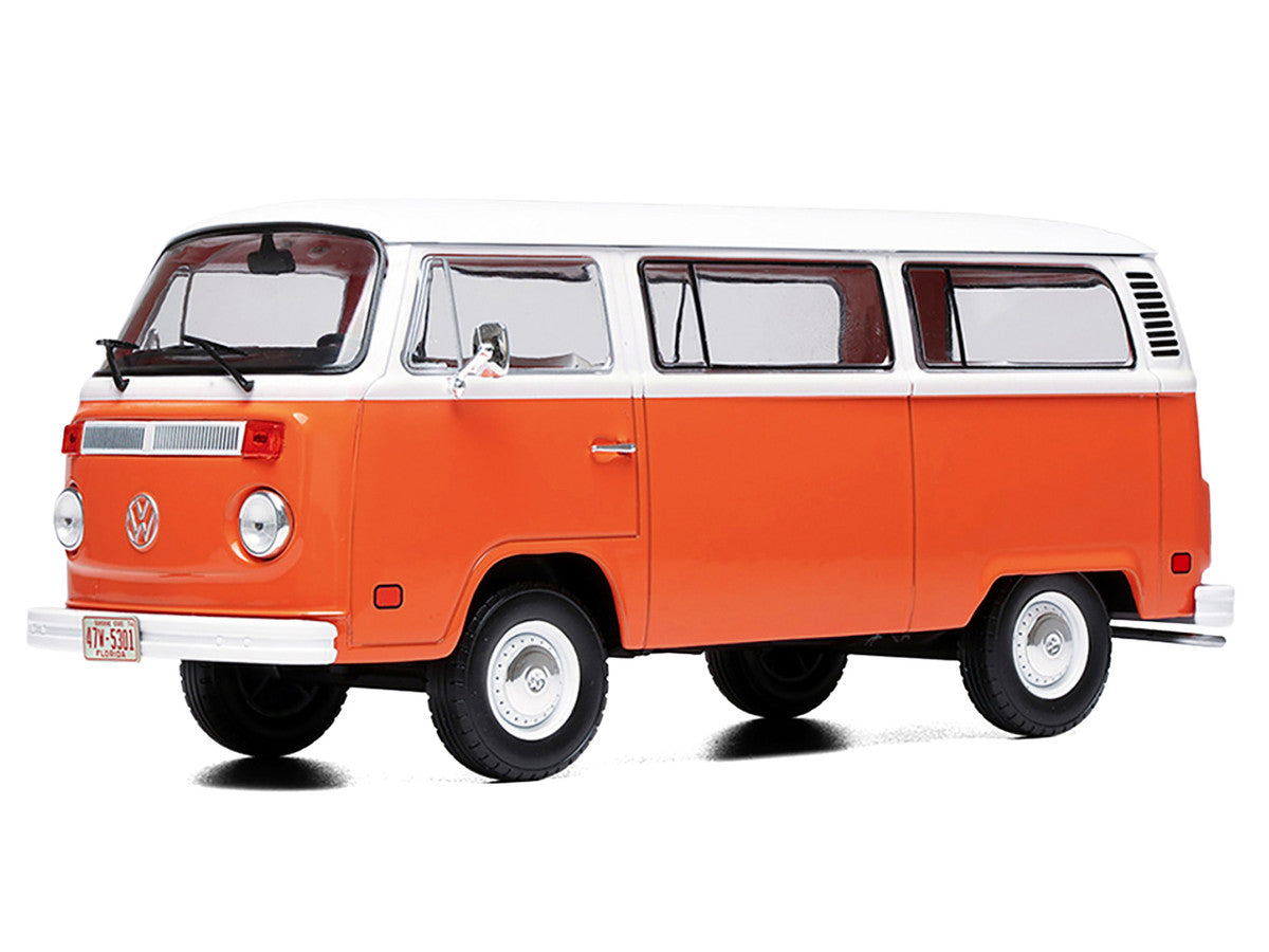 1974 Volkswagen T2 Bus Orange and White 1/24 Diecast Model by IXO Models LuxuryLifeWay Online Store