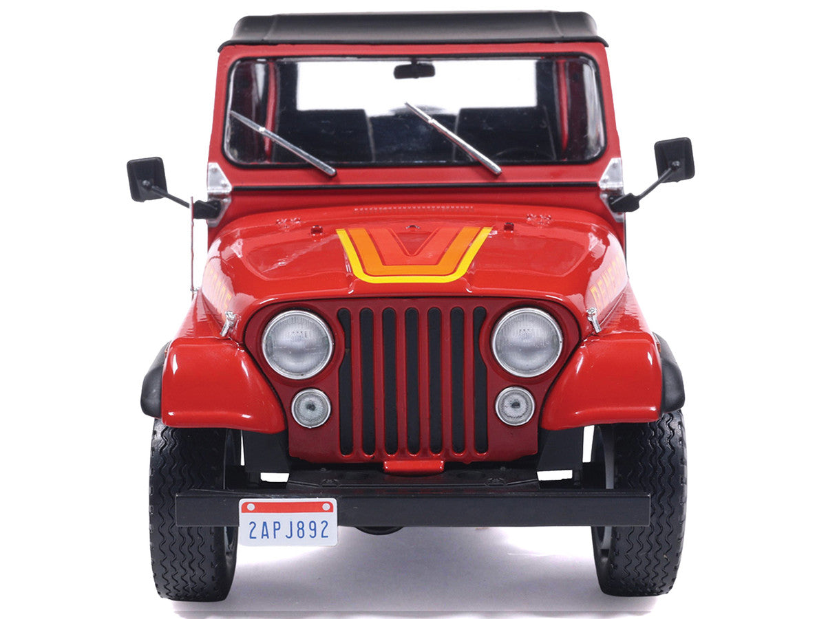 1983 Jeep Renegade Red with Stripes and Black Top 1/24 Diecast Model by IXO Models LuxuryLifeWay Online Store