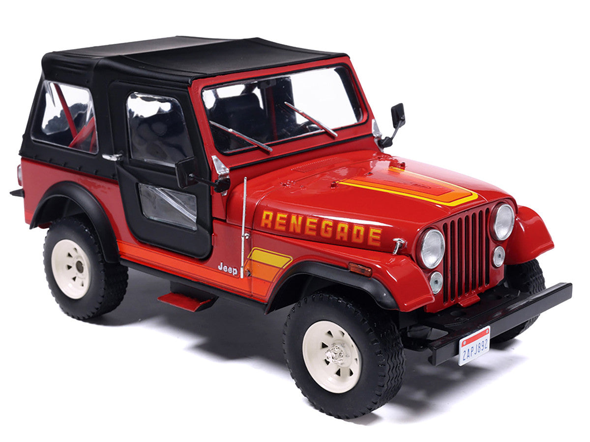 1983 Jeep Renegade Red with Stripes and Black Top 1/24 Diecast Model by IXO Models LuxuryLifeWay Online Store