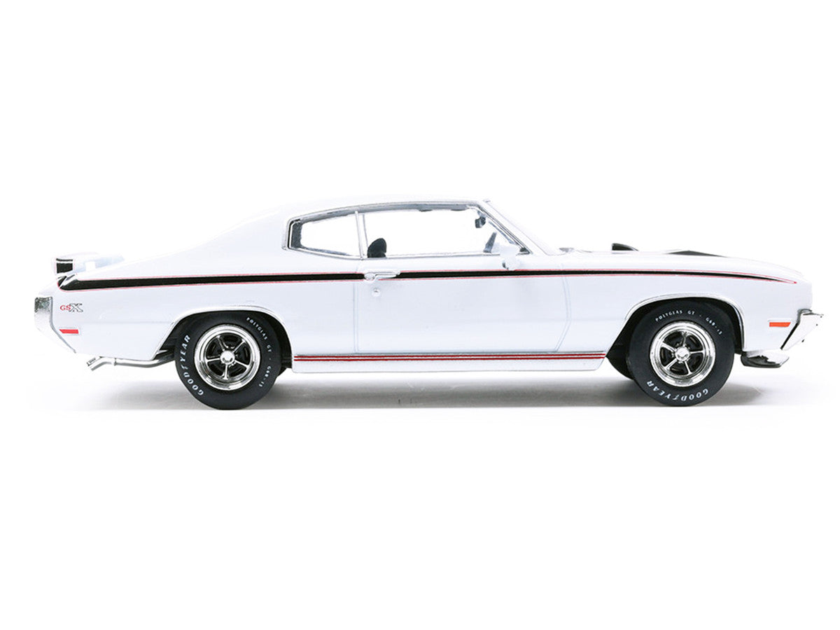 1970 Buick GSX Apollo White with Black and Red Stripes 1/43 Diecast Model by IXO Models LuxuryLifeWay Online Store
