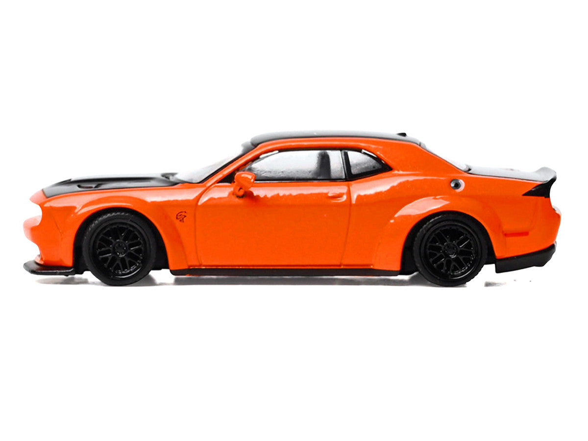 2018 Dodge Challenger SRT Hellcat Go Mango Orange with Matt Black Hood and Top 1/64 Diecast Model Car by IXO Models LuxuryLifeWay Online Store