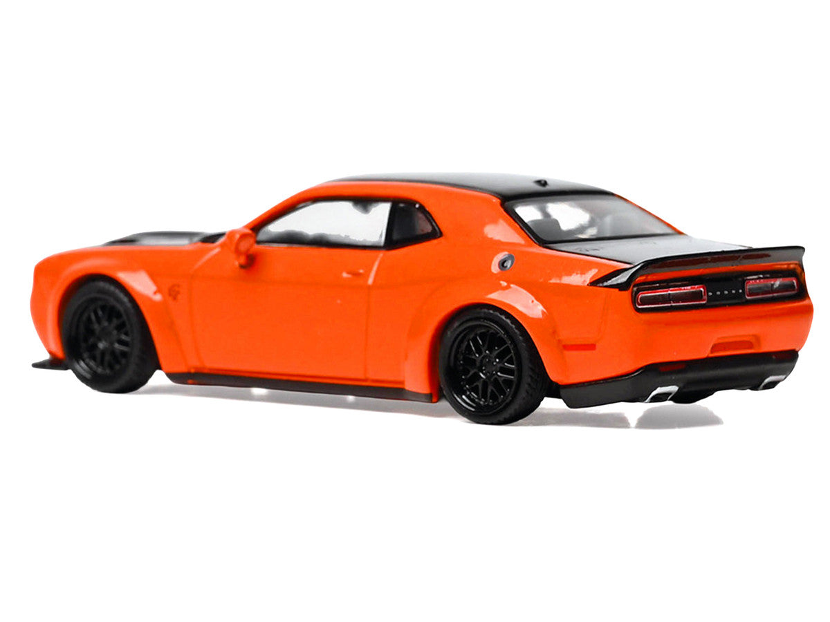 2018 Dodge Challenger SRT Hellcat Go Mango Orange with Matt Black Hood and Top 1/64 Diecast Model Car by IXO Models LuxuryLifeWay Online Store