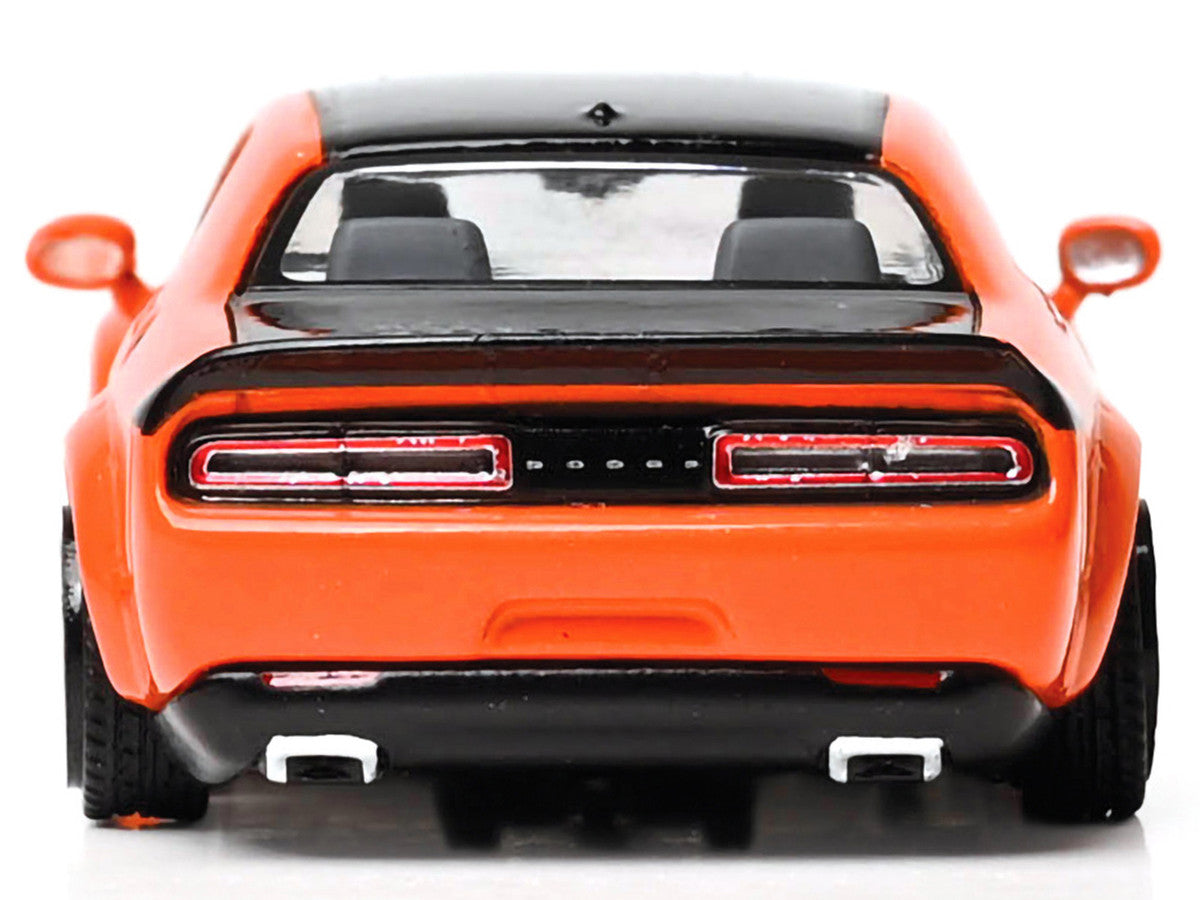 2018 Dodge Challenger SRT Hellcat Go Mango Orange with Matt Black Hood and Top 1/64 Diecast Model Car by IXO Models LuxuryLifeWay Online Store