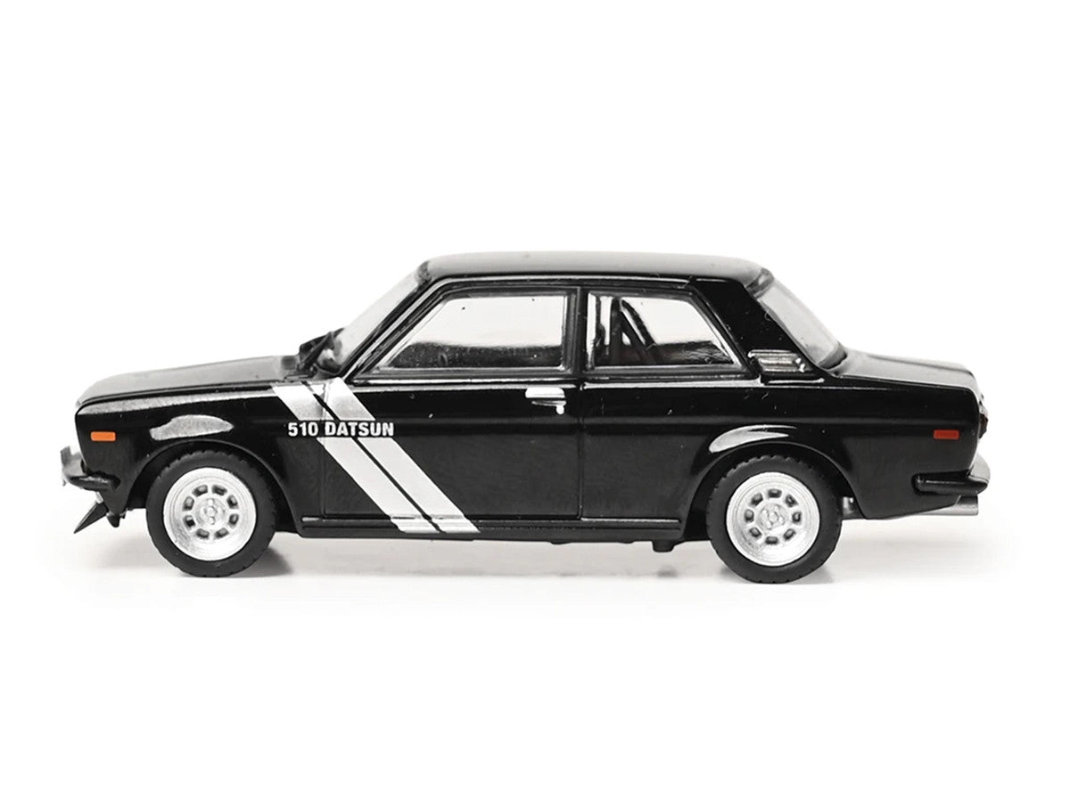 1971 Datsun 510 Black with Silver Stripes 1/64 Diecast Model Car by IXO Models LuxuryLifeWay Online Store