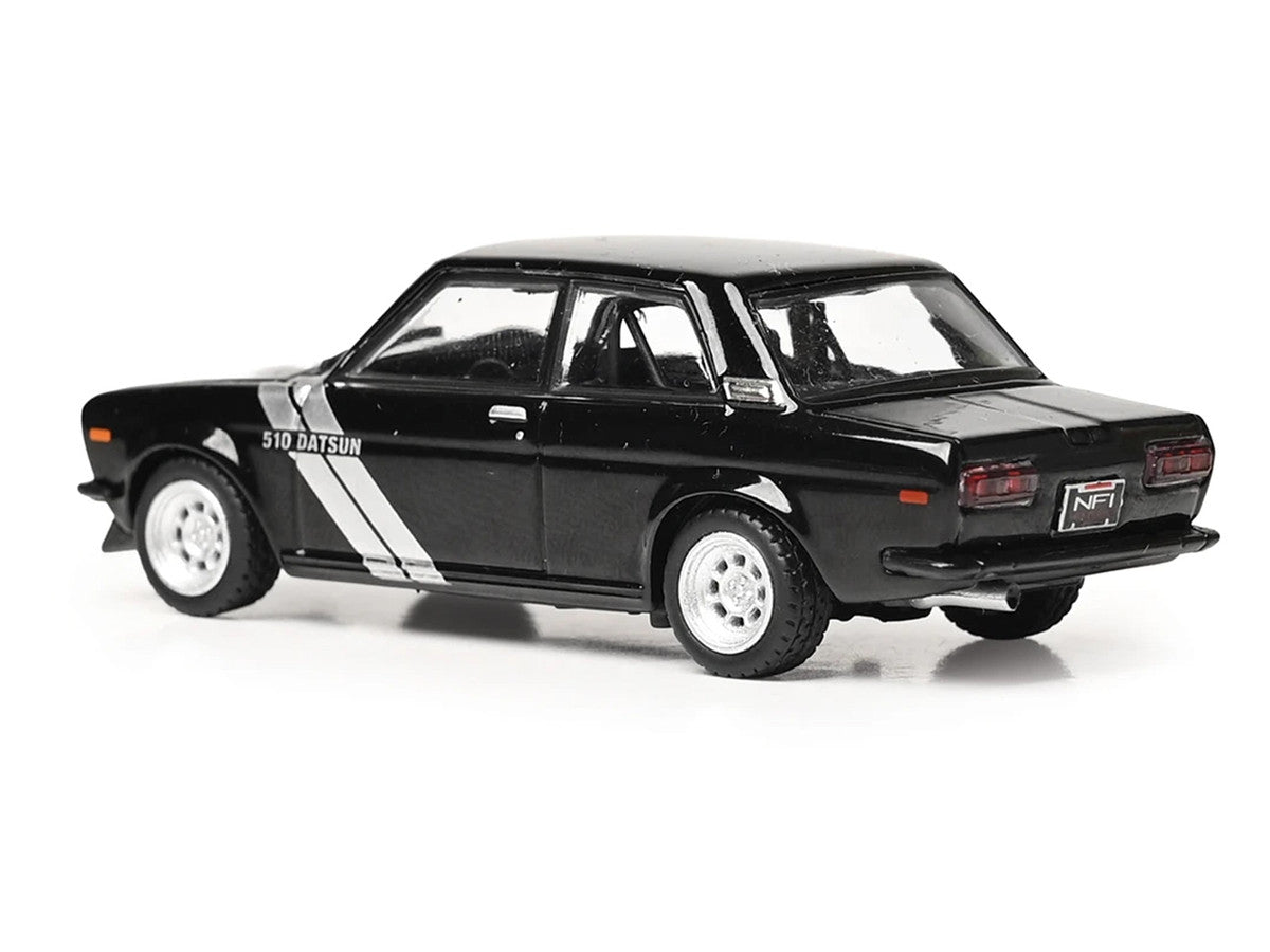 1971 Datsun 510 Black with Silver Stripes 1/64 Diecast Model Car by IXO Models LuxuryLifeWay Online Store