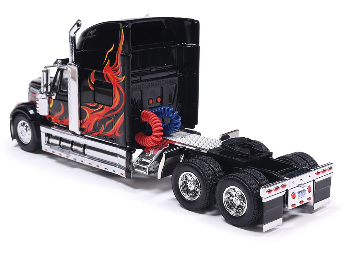 2010 International Lonestar Truck Tractor Black with Flame Graphics 1/64 Diecast Model by IXO Models LuxuryLifeWay Online Store