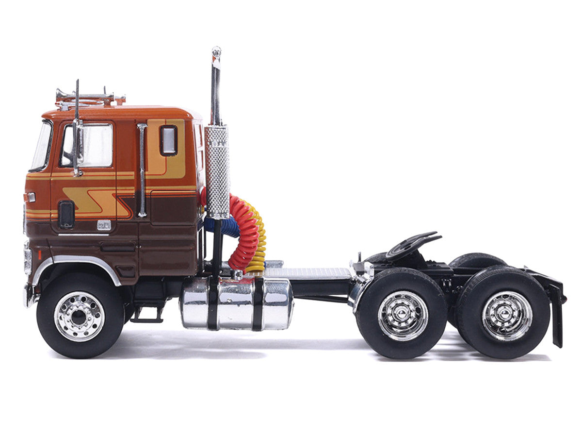1976 Ford CL 9000 Truck Tractor Brown Two-Tone with Graphics 1/64 Diecast Model by IXO Models LuxuryLifeWay Online Store